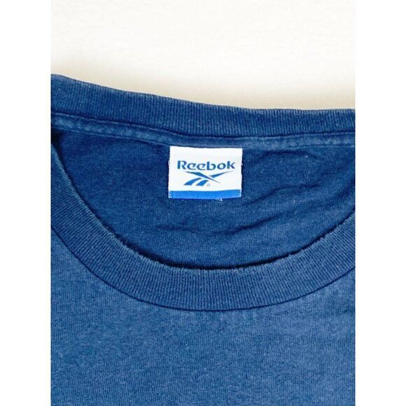Vintage 90s Y2K Reebok T-shirt XL Navy Blue Embroidered Logo - Picture 3 of 7